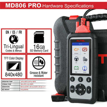 Load image into Gallery viewer, Autel MaxiDiag MD806 Pro Auto Diagnostic OBD2 Scanner Tool (Parallel Import)