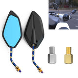 Motorcycle / Electromobile Modified Diamond-shaped Burnt Titanium Plating Rearview Mirror, Fork Texture Gold Blue, Fork Texture Silver Blue, Carbon Fiber Type X Texture, Carbon Fiber Type Burnt Titanium+Gold, Twill Gold Blue, Twill Silver Blue