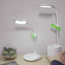 Load image into Gallery viewer, WS-8010 LED Fan Desk Lamp Bedside Desk USB Folding Desk Lamp