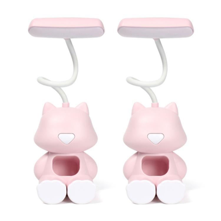 2 PCS FY6601 Cartoon Pen Holder Reading Desk Lamp LED Eye Protection Dormitory Student Bedroom Lamp