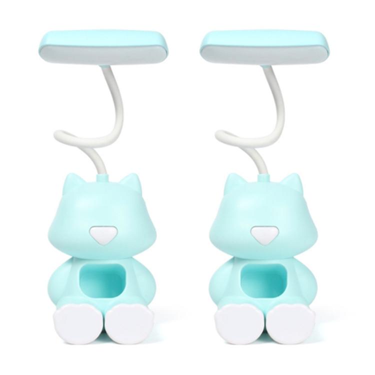 2 PCS FY6601 Cartoon Pen Holder Reading Desk Lamp LED Eye Protection Dormitory Student Bedroom Lamp