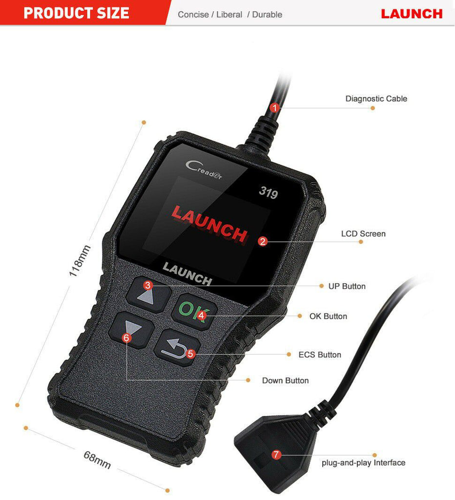 Launch Creader CR319 OBD2 Diagnostic Tool (Parallel Import)