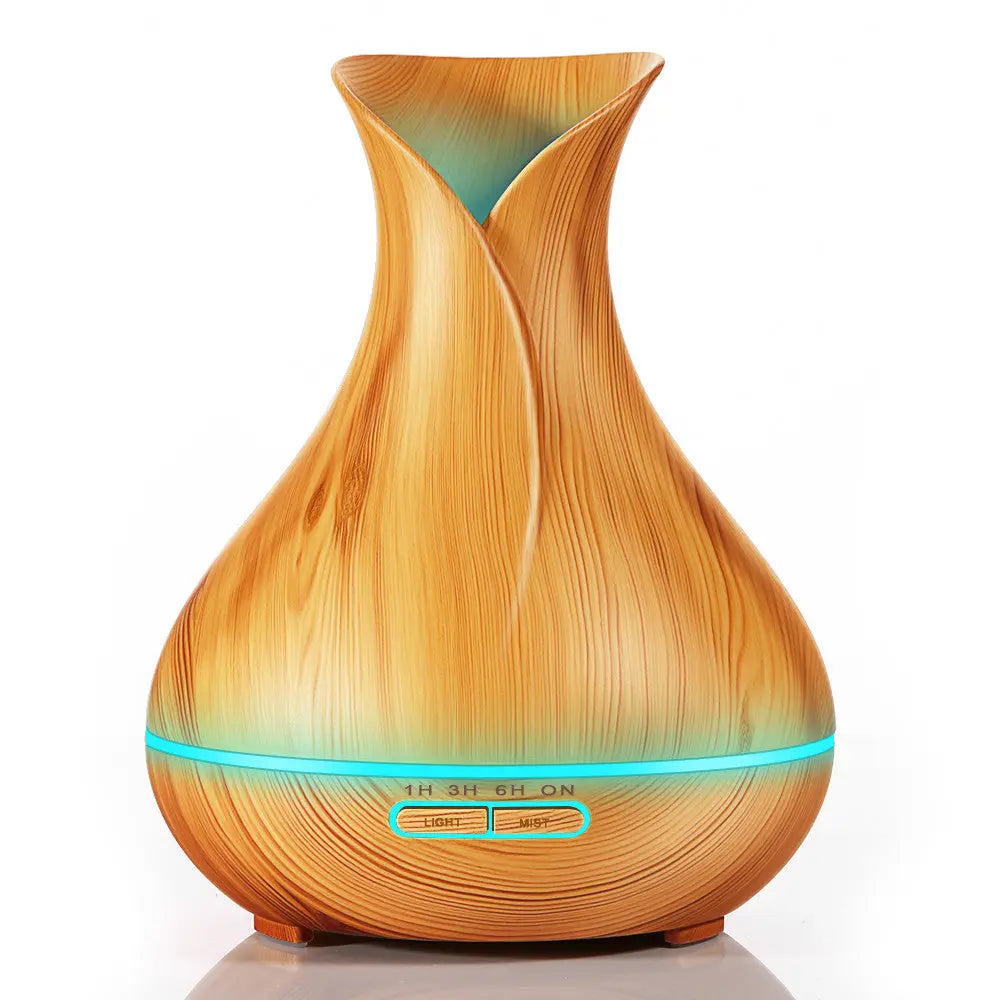 400ml Aroma Essential Oil Diffuser Ultrasonic Air Humidifier with Wood Grain 7 Color Changing LED Lights for Office Home Awesome Imports