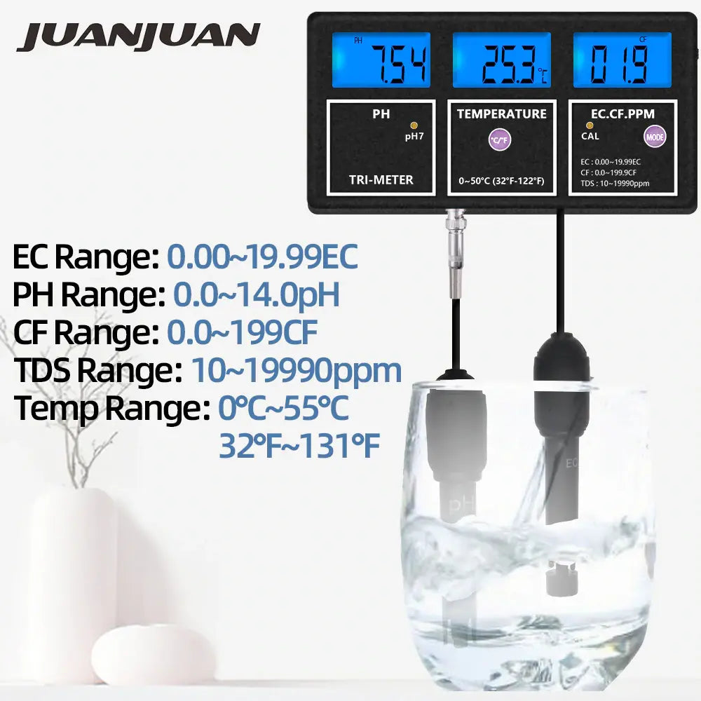 5-in-1 Water Quality Multi-Parameter PH EC CF TDS Meter Techme