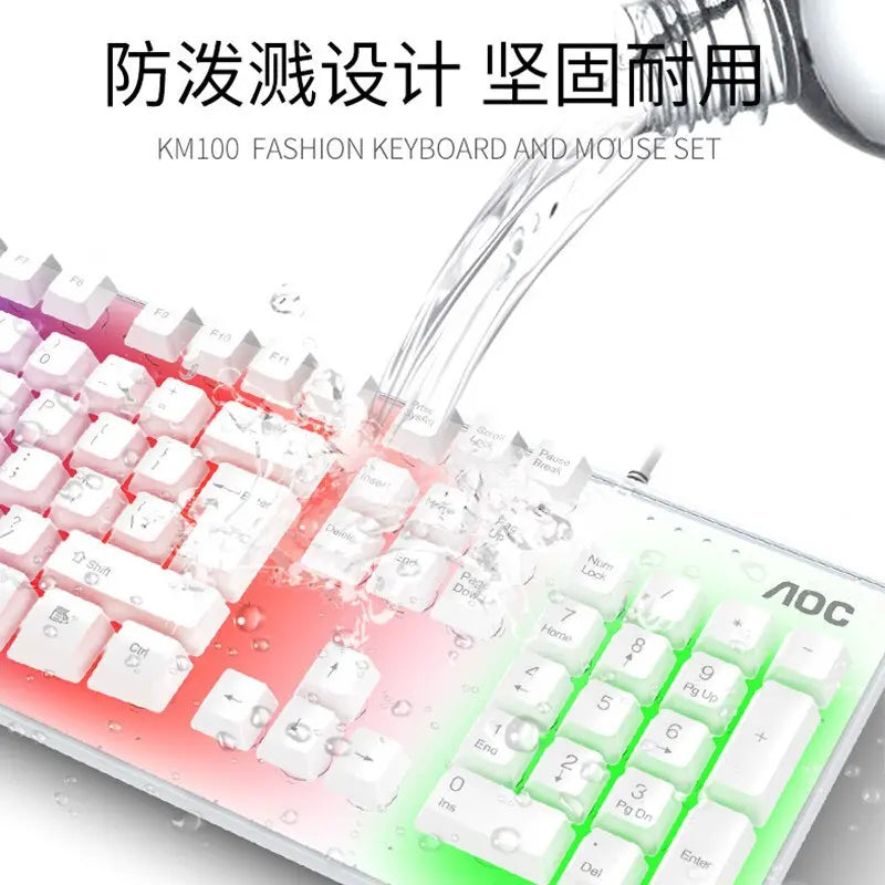 AOC KM100 Wired Mechanical Gaming Keyboard & 800DPI 6 Buttons Mouse Set Awesome Imports