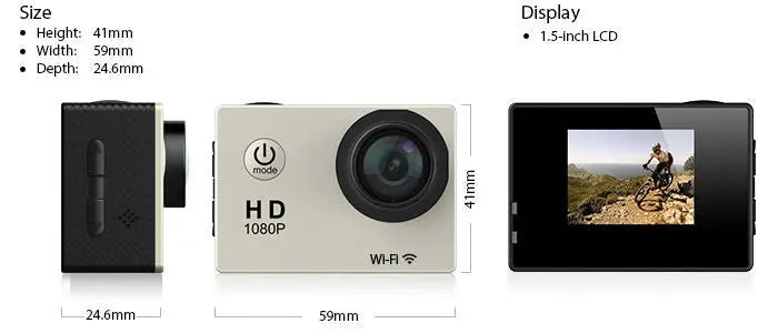 Full HD Sports Action WIFI Cam -  Black - Awesome Imports - 2