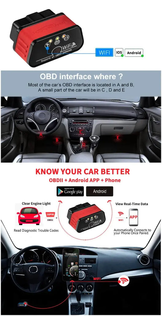 Konnwei KW903 Wifi Car Diagnostic Tool For IOS Android And Windows Konnwei