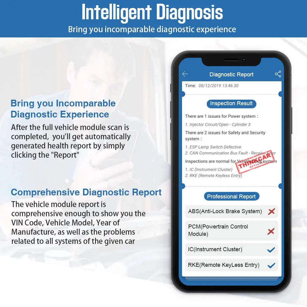 Thinkcar 1 Bluetooth OBD2 Scanner Full-Systems Diagnoses for iOS & Android Awesome Imports