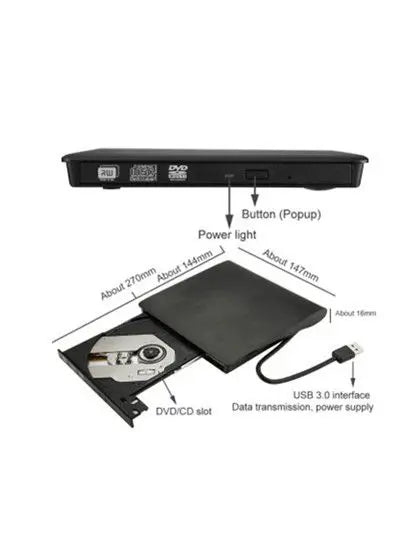 USB 3.0 Pop-up Tray Loading Portable Mobile External DVD-RW Techme
