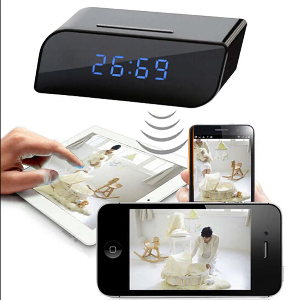 Wireless Mini Wifi Spy Clock with Motion Sensor Camera. Awesome Imports