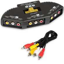 Load image into Gallery viewer, Game Selector DVD 3-Port RCA Switch, AV Selector &amp; Video RCA Splitter