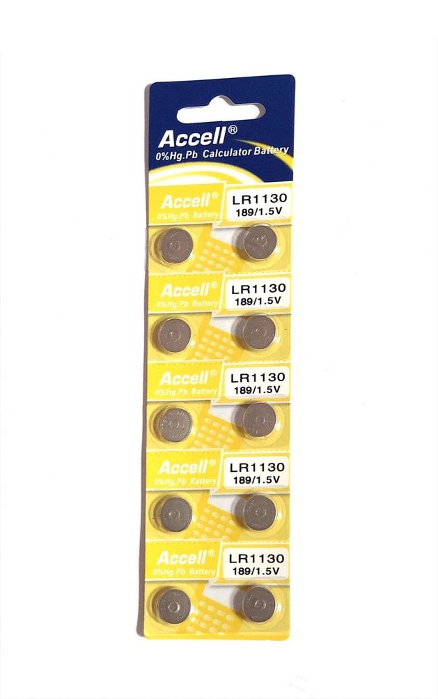 Accell AG10 Lr1130 0%Hg Pb Alkaline Battery 1.5V - Pack of 10