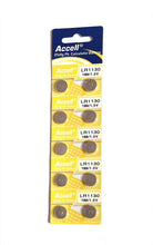 Load image into Gallery viewer, Accell AG10 Lr1130 0%Hg Pb Alkaline Battery 1.5V - Pack of 10