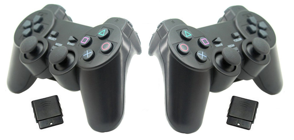 Pack of 2 Techme 2.4GHz Wireless Twin Vibration Analogue Controller Compatible with PS2