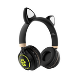 T23 - Foldable Wireless Cat Ear Design LED Display Headset - Black