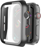 Hard Case Glass Screen Protector for Apple iWatch Series 7 - 41mm - Black