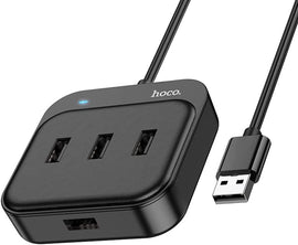 hoco. HB31 - Easy, Hub Converter, 4-in-1, USB-A to USB2.0 * 4, Compatible with Laptop/PC, Cable Length: 1.2M - Black