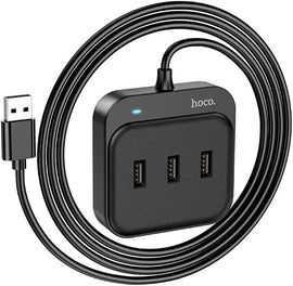 hoco. HB31 - Easy, Hub Converter, 4-in-1, USB-A to USB2.0 * 4, Compatible with Laptop/PC, Cable Length: 1.2M - Black