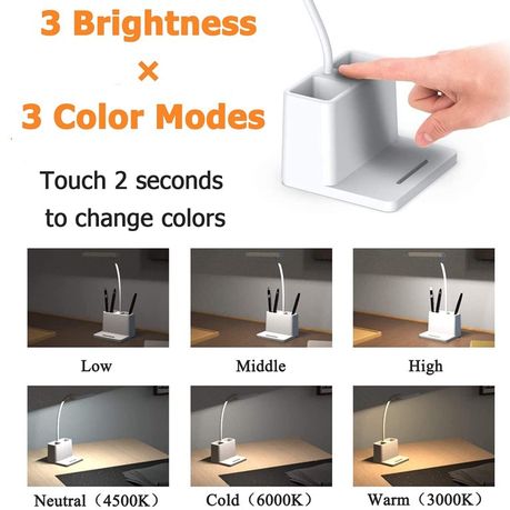 Techme SD-829 Rechargeable Touch Sensitive Non-Flickering LED Desk Lamp