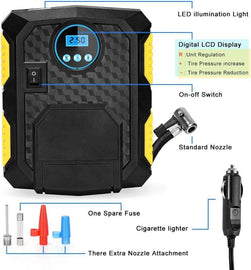 YY-3609 Digital Tire Inflator 12V DC, Portable Air Compressor Pump for Car Tire, Auto Tire Pump with LED Light, Digital Pressure Gauge for Car, SUV, Motorcycle Bicycle Sport Ball