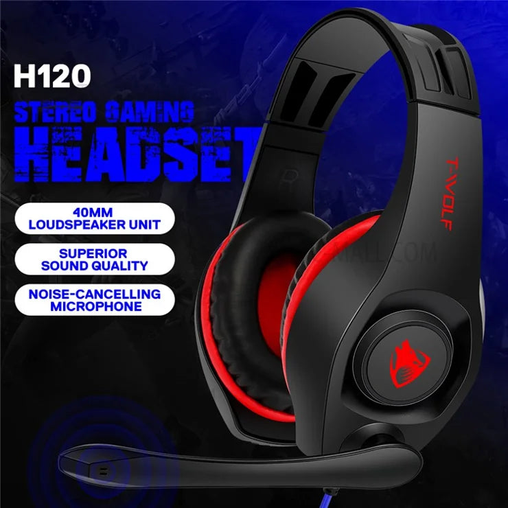 T-WOLF H120 Gaming Headset With Adjustable Mic