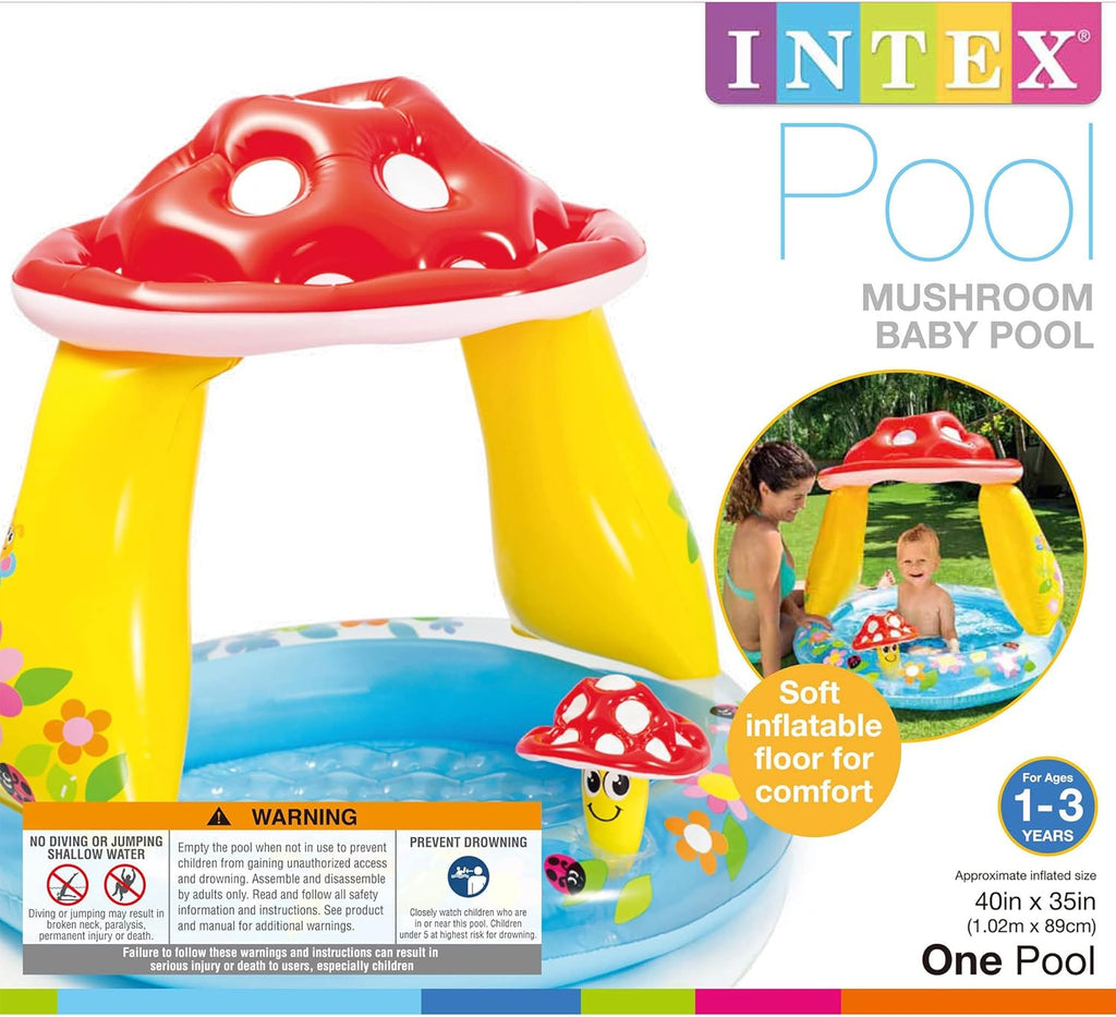 Intex Inflatable Mushroom Water Play Center Kiddie Swimming Pool for 1-3 Years Kids