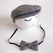 Load image into Gallery viewer, Newborn Baby Photography Props Photo Shoot Outfits Infant Cap Cabbie Hat with Bowtie Set, ALA0000BH, ALA0000BW, ALA0000C, ALA0000D, ALA0000L, ALA0000X