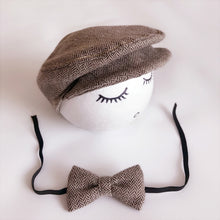 Load image into Gallery viewer, Newborn Baby Photography Props Photo Shoot Outfits Infant Cap Cabbie Hat with Bowtie Set, ALA0000BH, ALA0000BW, ALA0000C, ALA0000D, ALA0000L, ALA0000X