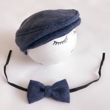 Load image into Gallery viewer, Newborn Baby Photography Props Photo Shoot Outfits Infant Cap Cabbie Hat with Bowtie Set, ALA0000BH, ALA0000BW, ALA0000C, ALA0000D, ALA0000L, ALA0000X