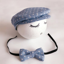 Load image into Gallery viewer, Newborn Baby Photography Props Photo Shoot Outfits Infant Cap Cabbie Hat with Bowtie Set, ALA0000BH, ALA0000BW, ALA0000C, ALA0000D, ALA0000L, ALA0000X
