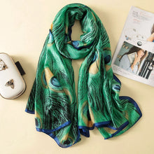 Load image into Gallery viewer, Women Flowers Elegant Imitated Silk Fabric Shawl Sunscreen Beach Scarf, Size: 90x180cm