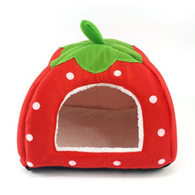 Load image into Gallery viewer, Strawberry Shaped Foldable Short Plush Pet House Nest, Size: L, Red, Size L, Pink, Size L, Purple, Size L