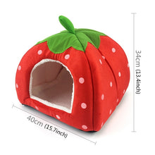 Load image into Gallery viewer, Strawberry Shaped Foldable Short Plush Pet House Nest, Size: L, Red, Size L, Pink, Size L, Purple, Size L