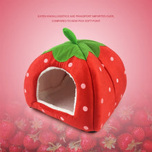 Load image into Gallery viewer, Strawberry Shaped Foldable Short Plush Pet House Nest, Size: L, Red, Size L, Pink, Size L, Purple, Size L