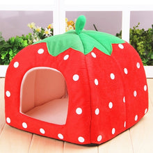 Load image into Gallery viewer, Strawberry Shaped Foldable Short Plush Pet House Nest, Size: L, Red, Size L, Pink, Size L, Purple, Size L
