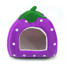 Load image into Gallery viewer, Strawberry Shaped Foldable Short Plush Pet House Nest, Size: L, Purple, Size L, Dark Blue, Size L, Red, Size L, Pink, Size L, Blue, Size L