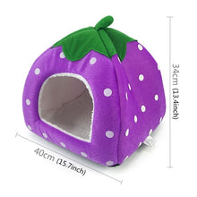 Load image into Gallery viewer, Strawberry Shaped Foldable Short Plush Pet House Nest, Size: L, Purple, Size L, Dark Blue, Size L, Red, Size L, Pink, Size L, Blue, Size L