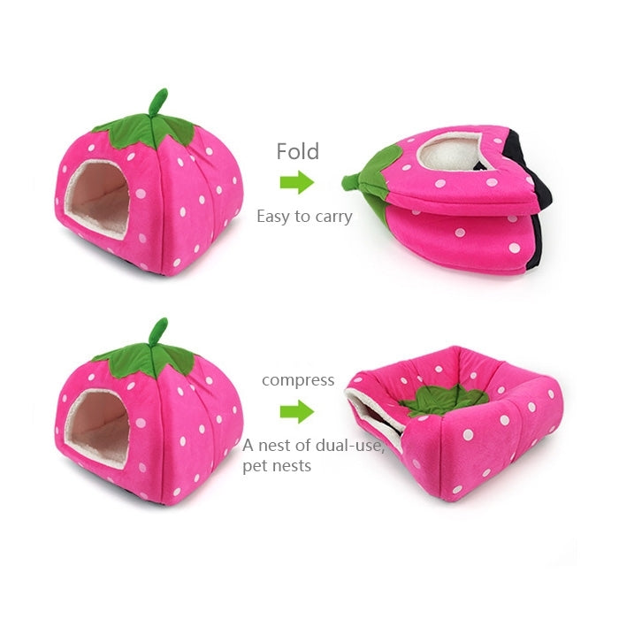 Strawberry Shaped Foldable Short Plush Pet House Nest, Size: L, Purple, Size L, Dark Blue, Size L, Red, Size L, Pink, Size L, Blue, Size L