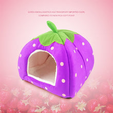 Load image into Gallery viewer, Strawberry Shaped Foldable Short Plush Pet House Nest, Size: L, Purple, Size L, Dark Blue, Size L, Red, Size L, Pink, Size L, Blue, Size L