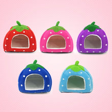 Load image into Gallery viewer, Strawberry Shaped Foldable Short Plush Pet House Nest, Size: L, Red, Size L, Pink, Size L, Purple, Size L