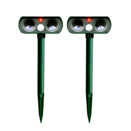 2 PCS Powerful Ultrasonic Solar-powered Animal Repeller With PIR Sensor & Light Sensor, Got the CE / ROHS Certification, 2PCS RC-510