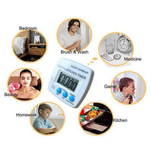 Load image into Gallery viewer, Kitchen Timer Digital Electronic Loud Alarm Magnetic Backing With Holder for Cooking Baking Sports Games Office