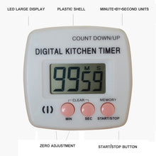Load image into Gallery viewer, Kitchen Timer Digital Electronic Loud Alarm Magnetic Backing With Holder for Cooking Baking Sports Games Office