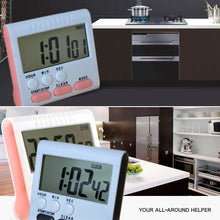 Load image into Gallery viewer, Kitchen Timer 24 Hours Digital Alarm Clock LCD Screen Magnetic Backing for Cooking Baking