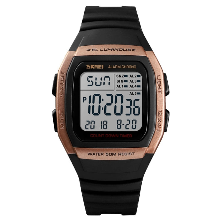 SKMEI 1278 Fashionable Outdoor 50m Waterproof Digital Watch Student Sports Wrist Watch Support 5 Group Alarm Clocks