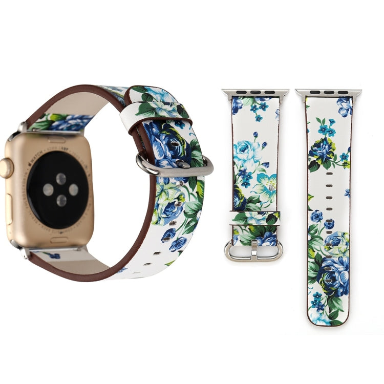 Fashion Pastoralism Style Little Floral Pattern Women Watch Leather Wrist Band For Apple Watch Series 7 41mm / 6&SE&5&4 40mm / 3&2&1 38mm