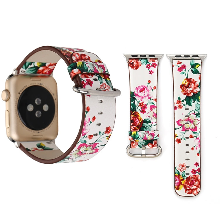 Fashion Pastoralism Style Little Floral Pattern Women Watch Leather Wrist Band For Apple Watch Series 7 41mm / 6&SE&5&4 40mm / 3&2&1 38mm