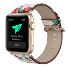 Load image into Gallery viewer, Fashion Pastoralism Style Little Floral Pattern Women Watch Leather Wrist Band For Apple Watch Series 7 41mm / 6&amp;SE&amp;5&amp;4 40mm / 3&amp;2&amp;1 38mm