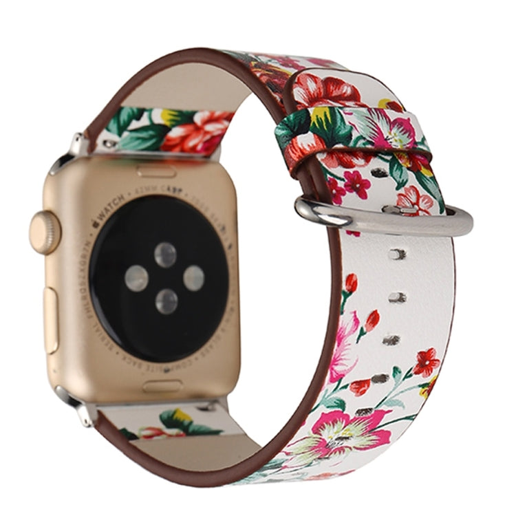 Fashion Pastoralism Style Little Floral Pattern Women Watch Leather Wrist Band For Apple Watch Series 7 41mm / 6&SE&5&4 40mm / 3&2&1 38mm