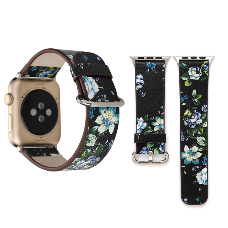 Fashion Pastoralism Style Little Floral Pattern Women Watch Leather Wrist Band For Apple Watch Series 7 41mm / 6&SE&5&4 40mm / 3&2&1 38mm